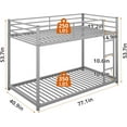 thumbnail image 2 of Twin Over Twin Low Bunk Bed for Kids Teens Adults, Metal Bunk Bed Frame with Ladder and Safety Guardrails, Load-Bearing 350lb, Noise Free, Silver 77.1''Lx40.9''Wx53.7''H, 2 of 7