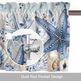 thumbnail image 6 of Coastal Valance Curtain Ocean Blue Beige Starfish Shells Leaves Wood Grain Window Valances Rod Pocket Short Curtains Window Treatments for Kitchen Bedroom Bathroom Laundry 60" x 18", 6 of 9