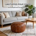 thumbnail image 2 of Thgonwid Unstuffed 21*13 inch Vegan Leather Pouf, Brown, 2 of 9
