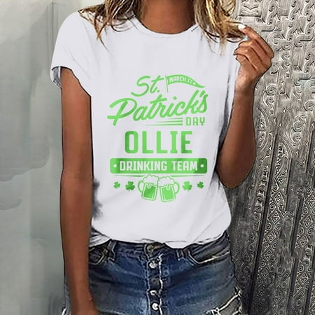 

YFPWM Womens Tunic Tops Queen Top Mesh Tops Corset Top Fringe Top Flowy Tops Feather Top Fishnet Top Dog Print Top Cow Print Top Crewneck St. Patrick s Day Print T-shirts