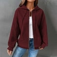 thumbnail image 6 of Duoif Womens Jacket, Ladies' Fashionable Casual Autumn and Winter Solid Color Loose Hooded Jackets for Women Wine XXXXXL, 6 of 8