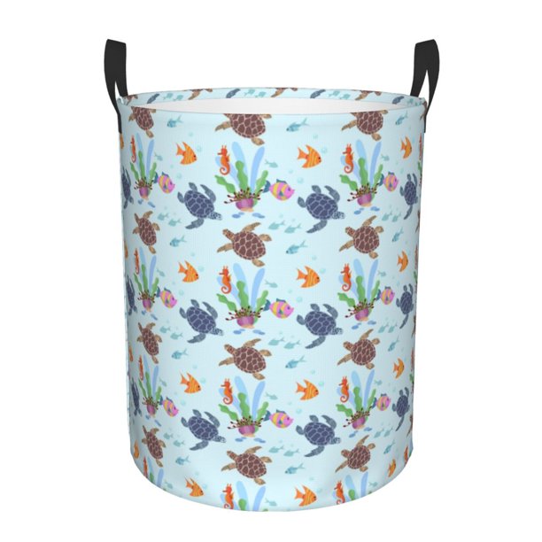 Fotbe Turtle Cesto de Ropa con Asas, Cesto Impermeable de Gran Capacidad, Bolsa de Lavado para Dormitorio, Cesto de Ropa con Ruedas y Asas-Small