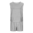 thumbnail image 5 of qolati Women's Summer 2 Piece Outfits Striped Color Block Sleeveless Tank Top Matching Shorts Sets Loose Fit Cuasual Sweatsuits Vacation Beach 2025, 5 of 7