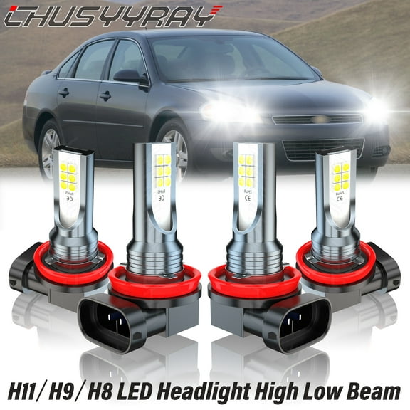 For Chevrolet Impala 2006-2013 LED Headlight High Low Beam Bulbs Kit 6000K White Qty 4