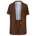 thumbnail image 5 of Women's 2 Piece Outfits Casual Lapel Button Short Sleeve Suits Top and High Waist Shorts Work Office Sets Tracksuits Ladies Clothes, 5 of 9