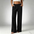 thumbnail image 2 of AherBiu Sweatpants for Women Straight Leg Button Elastic Low Rise Casual Pants Loose Fitted Trousers with Pockets(XX-Large,Black), 2 of 6