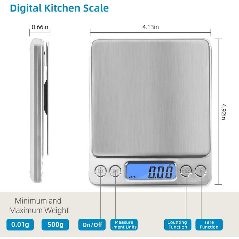 AMERICAN WEIGH SCALES Precision Digital Kitchen Weight Scale, Food  Measuring Scale with Bowl 3kg x 0.1g (Black), LB-3000
