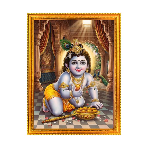 Bal Krishna-Religious God Photo Frame for Home & Pooja Room Decor