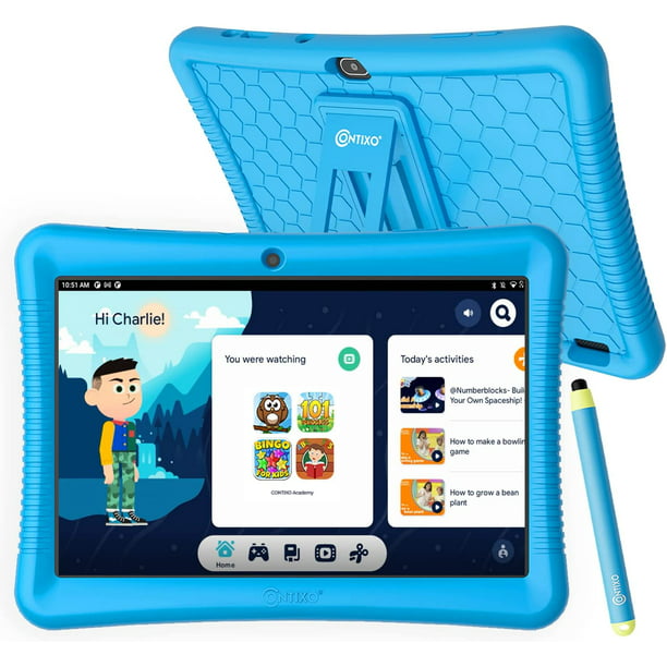 Kids Tablet 10-inch HD, Ages 3-7, Toddler Tablet with Camera, Parental Control, Android 10, 32GB, WiFi, Learning Tablet for Children with Teacher's Approved Apps and Kid-Proof Case Blue -