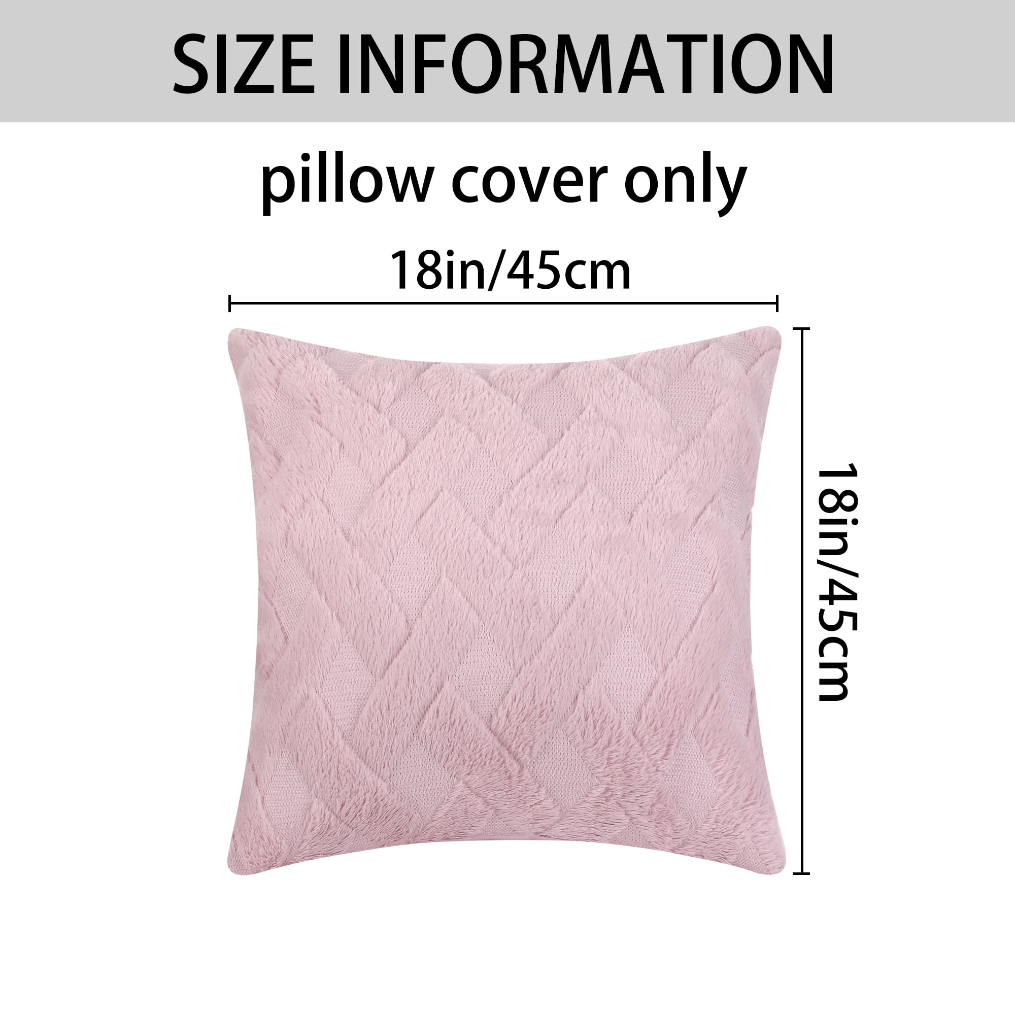Unique Bargains Soft Plush Throw Pillow Covers Decorative Cushion Covers (2 Count) Bright Pink 18" x 18"