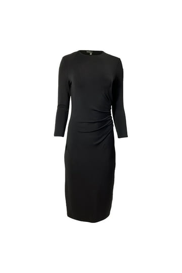 white dress with black detail Black/White Colorblock Asymmetrical Dress L/XL