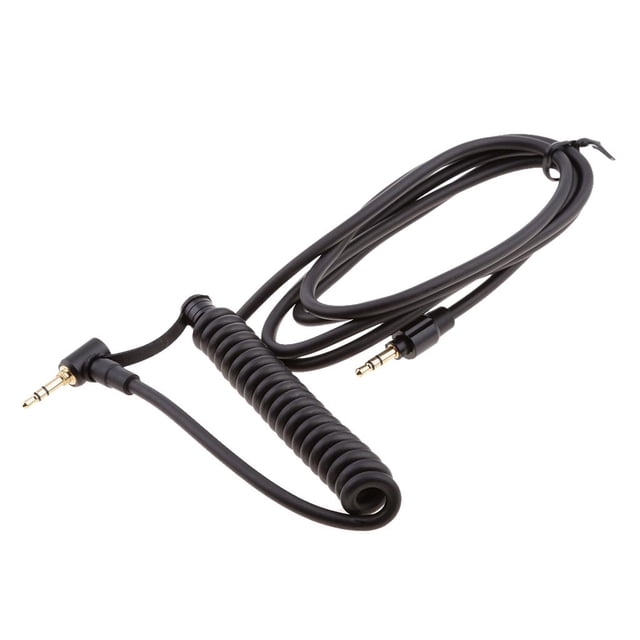 Cable en espiral de audio estéreo de 3,5 mm L Jack Cable de distribución de auriculares Cable de micrófono Conector de auriculares Línea de adaptador negro Sunnimix Cable de audio de repuesto