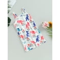 thumbnail image 3 of GXFC Little Girls Jumpsuits Kids Girls Sleeveless Spaghetti Straps Graphic Print One Piece Romper Shorts Children Girls Cute Bodysuit Clothes 2-7T, 3 of 8