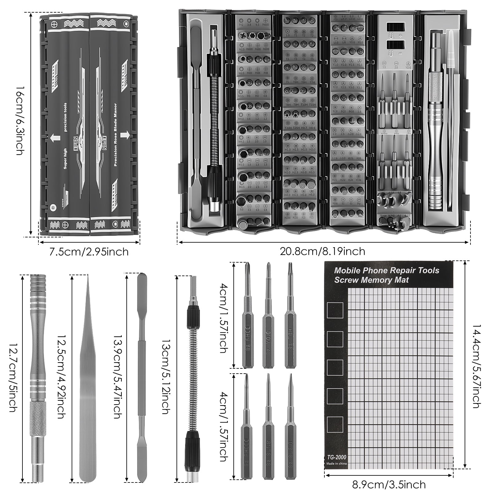 Ikoopy 128 in 1 Precision Screwdriver Set with Magnetic Bits and Pad Multi Function Repair Tool Kit for Phone Computer Watch Laptop Jewelry Toys and Small Household Appliances