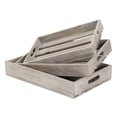 thumbnail image 3 of Cheungs FP-3507-3GW Gray Wash Wood Slat Tray - Set of 3, 3 of 3