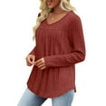 thumbnail image 3 of Maplenight Long Sleeve Shirts for Women Ribbed Knit V-Neck Lightweight Sweaters Casual Tunic Tops Outfits Womens Fall Tops, 3 of 8