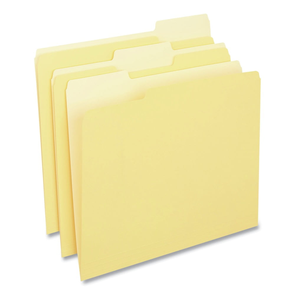 Universal UNV10504 Deluxe Colored Top 1/3-Cut Tabs Letter Size File Folders - Yellow/Light Yellow (100/Box)