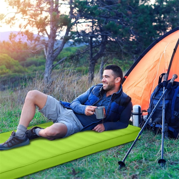 Colchón Inflable de Camping Costway Impermeable de Esponja Ligero Potátil para Viaje 205 x 73 x 10 cm Verde
