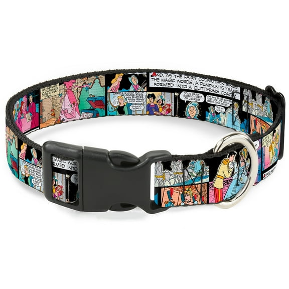 Disney Pet Collar, Dog Collar Plastic Buckle, Cinderella Movie Panels Quotes, 9.5 to 14.5 Inches 0.5 Inch Wide