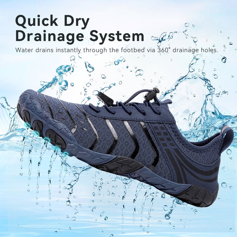 Stepedia Athletic Hiking Water Shoes for Women Men Quick Dry Wide Barefoot Aqua Shoes for Beach Walking Boating, Navy