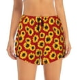 thumbnail image 2 of Rateoe Sunflowers On Red Printed 2 in 1 Women's Workout Shorts for Athletic Gym Running Shorts with Phone Pockets-Small, 2 of 7