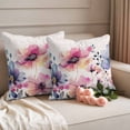 thumbnail image 2 of Spring Floral Pillow Covers 2 Pack Pink Blue Wildflowers Plants Linen Background Pillowcase Waterproof Outdoor Throw Pillow Cover for Patio Garden Square Cushion 24”x24”, 2 of 9