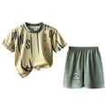 thumbnail image 2 of Amidoa Girls Summer 2 Piece Outfits Cute Short Sleeve and Casual Shorts Kids Clothing Set Green Size 3T, 2 of 6