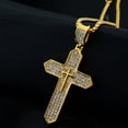 thumbnail image 3 of Hip Hop Bling Iced Out 14K Yellow Gold Cross Pendants Necklace for Men Rapper Jewelry, 3 of 5