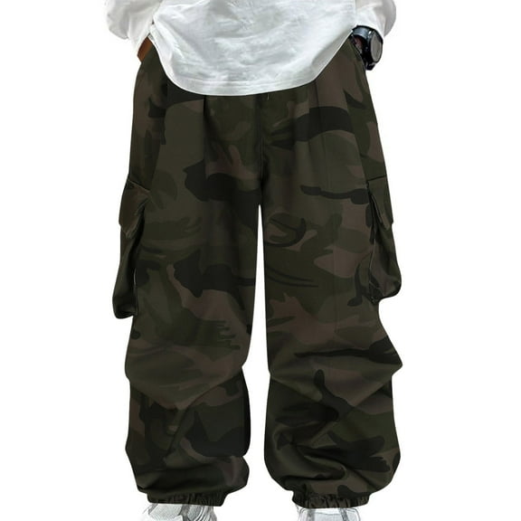 Generic Baggy Camo Cargo Pants for Boys Girls Casual Wide Leg Parachute Pants Y2k Harem Joggers Sweatpants Hip Hop Streetwear