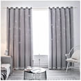 thumbnail image 2 of Cortinas de encaje estrellado, doble capa, color gris, bloqueo total de luz, 1m x 2.5m, paquete de 2 piezas., 2 of 6