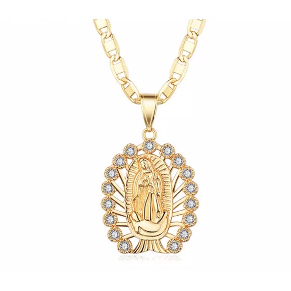 18k Layered Real Gold Filled virgin Mary charm pendant with 24 inches necklace chain #2