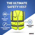 thumbnail image 2 of Neiko 53993A Medium Ultra Reflective Safety Vest with Reflective Stripes & Zipper, Visibility Strips on Neon Yellow for Emergency, Safety Vest for Men and Women, Adult Safety Vest, 2 of 7