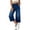 *Blue, variant on ClodeEU Women's Elastic Waist Denim Capri Pants with Pockets,Casual Cropped Jeans Blue,Womens Plus XL
