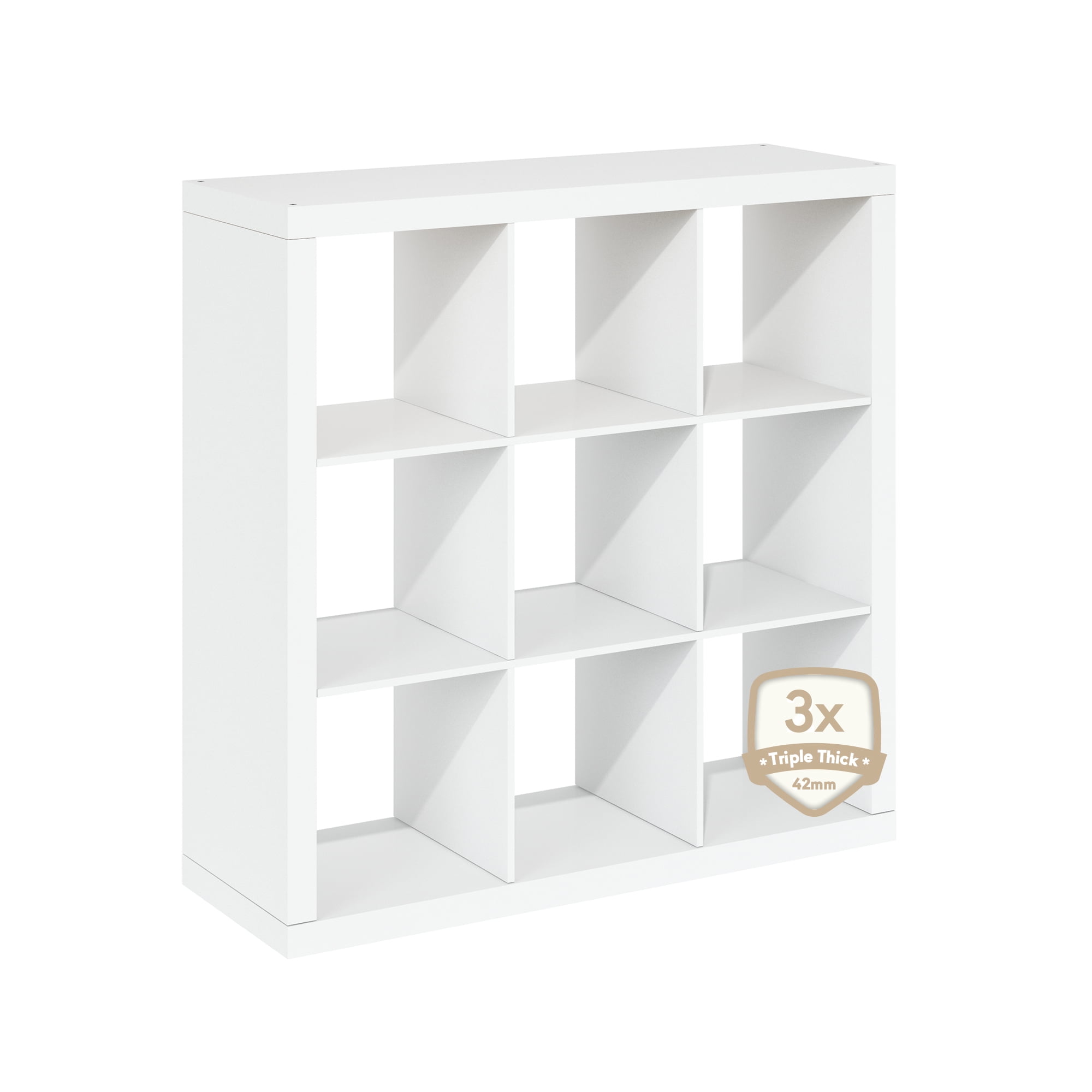 Furinno Cubicle Extra Thick Frame Decorative Cube Storage Organizer, 9-Cube, White