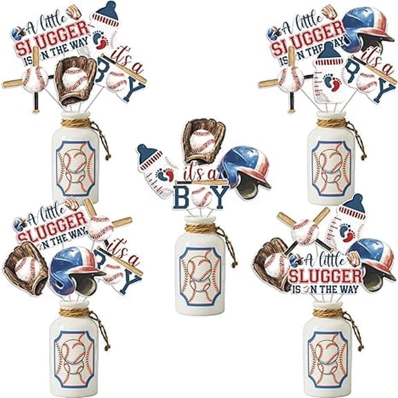 Baseball Baby Shower Decorations for Boy, A Little Slugger is On The Way Centerpiece, Baseball Themed Table Decorations, Sports Themed Birthday Gender Reveal Party Supplies