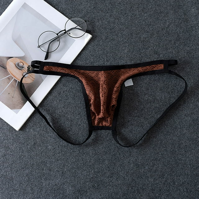 Men's Underwear Product Category with Breathable Sheer Lace Low Rise Thong Design for Daily Comfort and Mesh Breathability