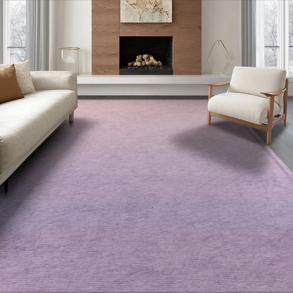 ODIKA 8'x10' Washable Area Rug Non-Shedding, Easy Care, Purple Gradient Pink Ombre Watercolor Blend Subtle Border for King Size Bedroom Under Bed, Master Suite