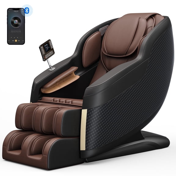 Upgo 4D Massage Chair Full Body, Zero Gravity Massage Chair with Heat and Foot Massage with Airbags, Kneading, Bluetooth, LCD Touch Control - Blue