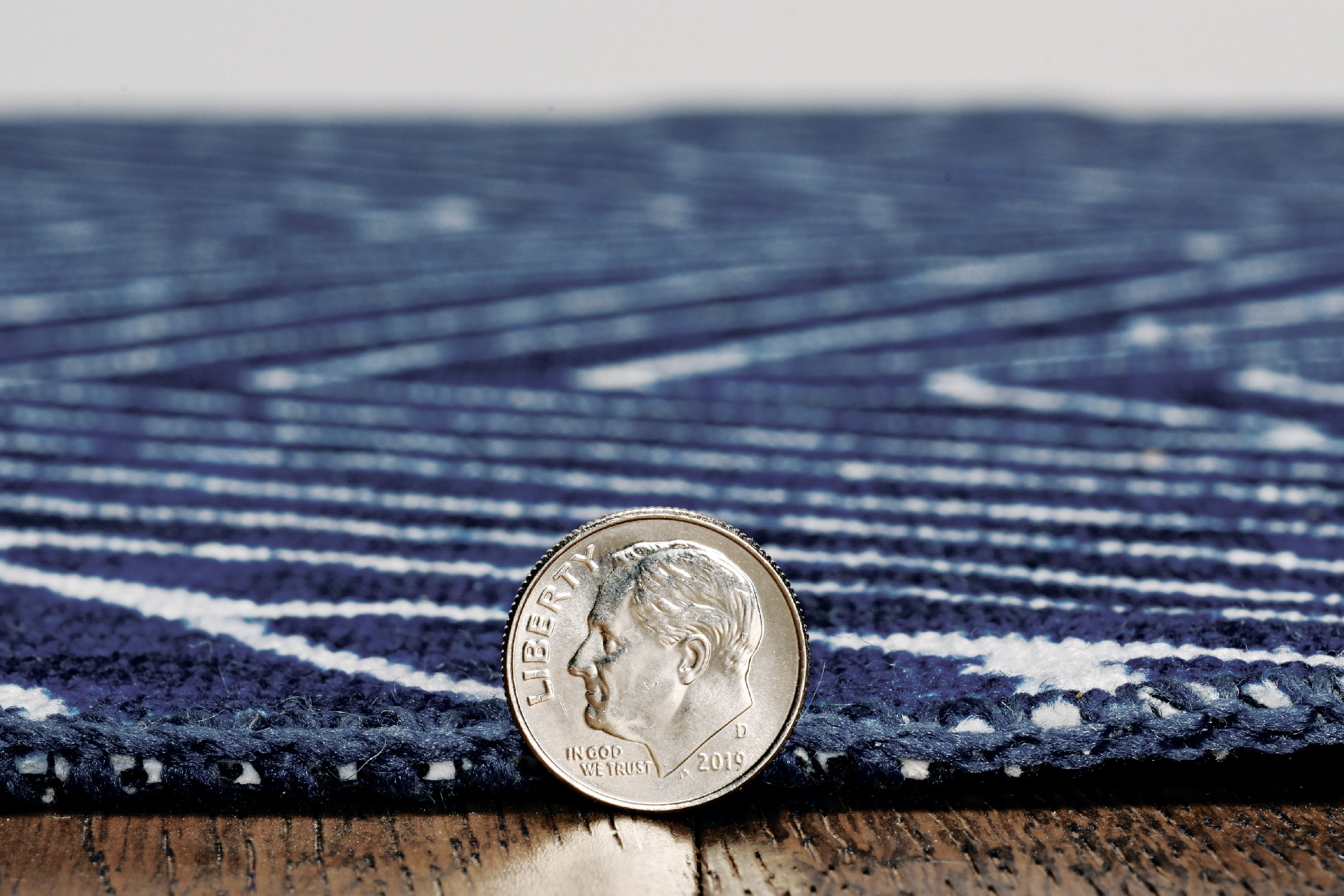 Linon Home Décor Washable Fuller Area Rug or Runner Collection, Blue and Ivory, 2' x 3'
