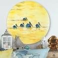 thumbnail image 2 of Designart 'Pelicans Birds On The Yellow River' Farmhouse Circle Metal Wall Art 11x11 - Disc of 11, 2 of 5