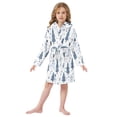thumbnail image 6 of FORMRS Niños Bathrobe Unisex Hooded Robe Soft Plush Pajamas Sleepwear, Size 7-9T, Blue Cute Snowmen, 6 of 7