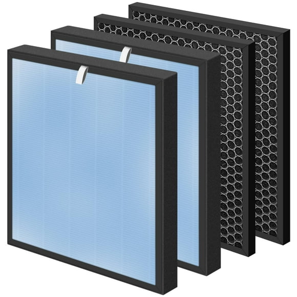 HSP001 True HEPA Filter Replacements Compatible with HATHASPACE Air Purifier Filters HSP001,4 in 2 H13 True HEPA Filter with Activated Carbon Pre-Filter,2 Pack