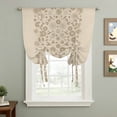 thumbnail image 2 of Japanese Balloon Curtains for Windows, Bedroom Curtains 54 Inch Length, Beige Farmhouse Retro Floral Leaf Pattern Tie Up Curtains Panels Thermal Insulated Bathroom Curtains Window 42"x54", 2 of 8