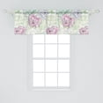 thumbnail image 2 of Garden Window Valance, Simplistic Peony Flowers Leaves Illustration in Hand-Drawn Style, Curtain Valance for Kitchen Bedroom with Rod Pocket, 54" X 18", Soft Pink and Almond Green, by Ambesonne, 2 of 2