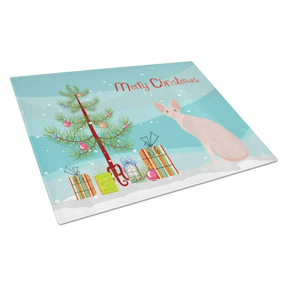 Carolines Treasures CK4801LCB Sphynx 2 Cat Merry Christmas Glass Cutting Board Large, 12H x 16W, multicolor