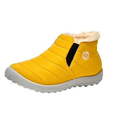 Nmnitkp Warm Shoes Boys Girls Winter Snow Boots - Comfortable Warm Fur Lined Toddler Boot Outdoor Waterproof Slip On Walking Ankle Booties For Little Kid