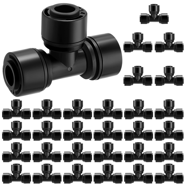 30Pcs 1/4inch Drip Irrigation Tee Connectors Irrigation Connectors for Drip Tube Quick Connect Drip Irrigation Parts