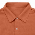 thumbnail image 5 of Mens Casual Textured Shirts Knit Summer Beach Vacation Short Sleeve Button Down Tops Orange, 5 of 9
