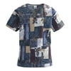 ComfortEase Ladies V-Neck Two-Pocket Scrub Tops,Indigo Collage Print,C624 883...