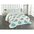 thumbnail image 2 of Ambesonne Whale Quilted Coverlet 3 Pcs, Smiling Fish in Ocean, Queen Size, Tan Turquoise White, 2 of 4